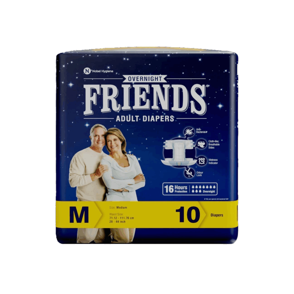 FRIENDS OVERNIGHT ADULT DIAPERS (M) 10's UNISEX