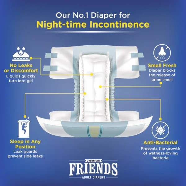FRIENDS OVERNIGHT ADULT DIAPERS (XL) 10's UNISEX