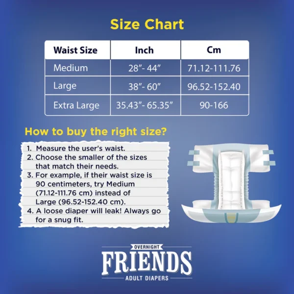 FRIENDS OVERNIGHT ADULT DIAPERS (M) 10's UNISEX